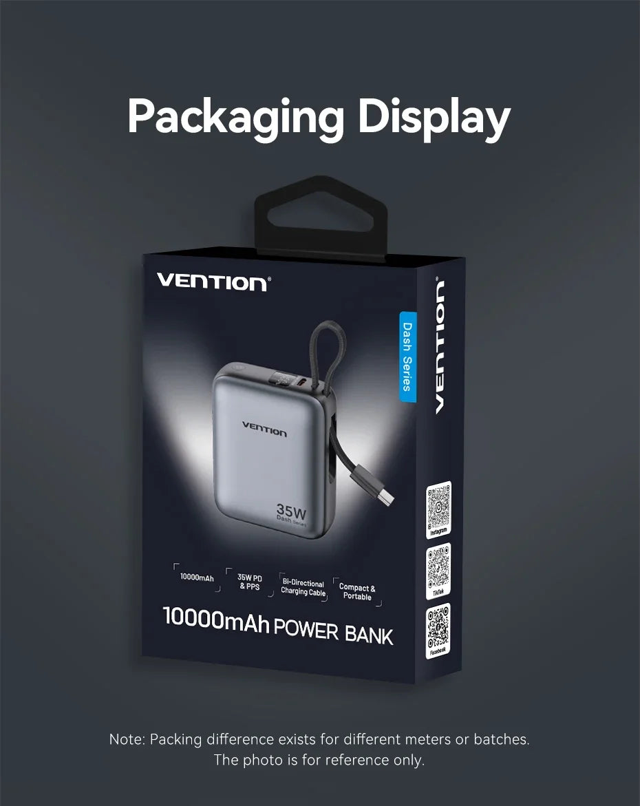 Vention 35W Mini Power Bank 10000mAh Fast Charging