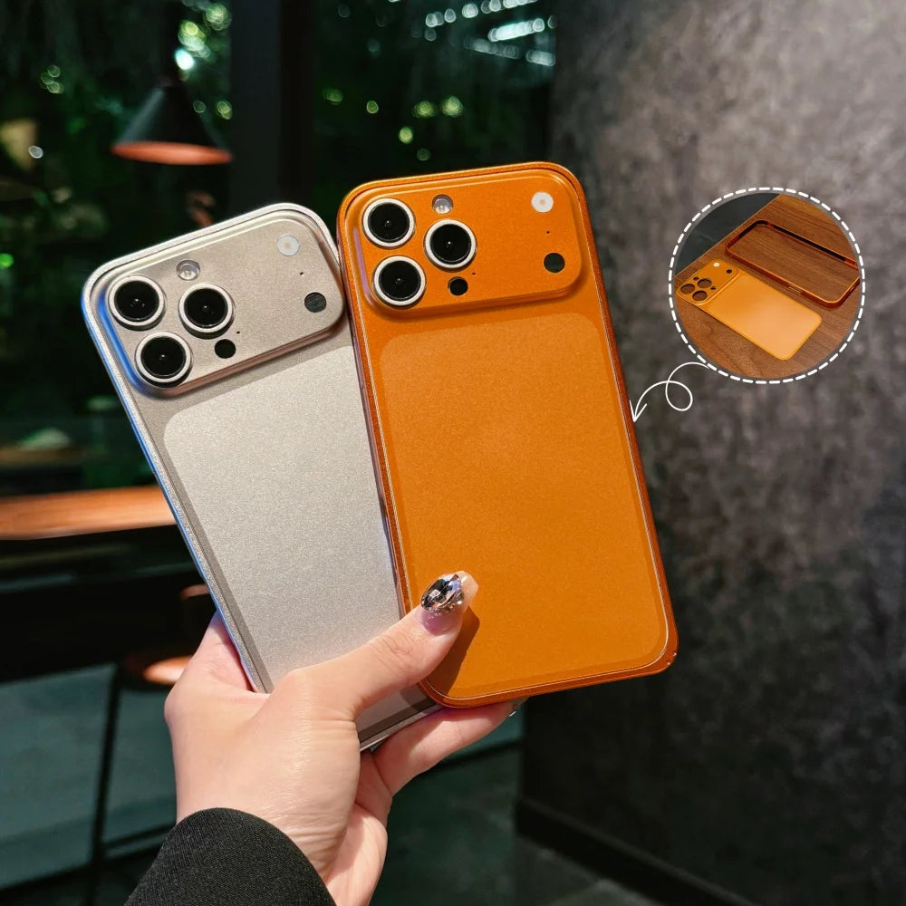 Metal Alloy Frame Backplane Slim Case for iPhone 16 15 14 13 12 Pro Max Instantly Change Upgrade 17Pro/17 Pro Max Matte Cover