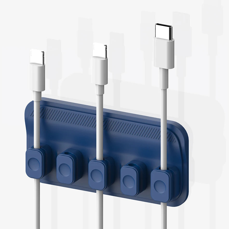 Magnetic Cable Clips – Silicone Wire Holder, 5-Pack for USB-C, Micro & Lightning