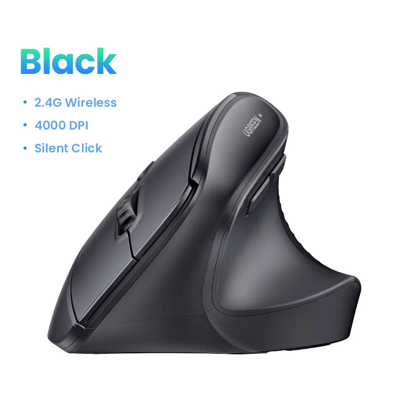 UGREEN Vertical Wireless Mouse – Ergonomic 2.4G, 4000DPI, 6 Silent Buttons