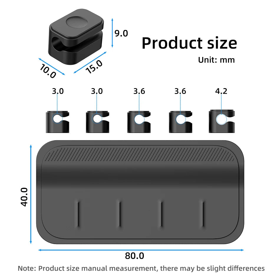 Magnetic Cable Clips – Silicone Wire Holder, 5-Pack for USB-C, Micro & Lightning