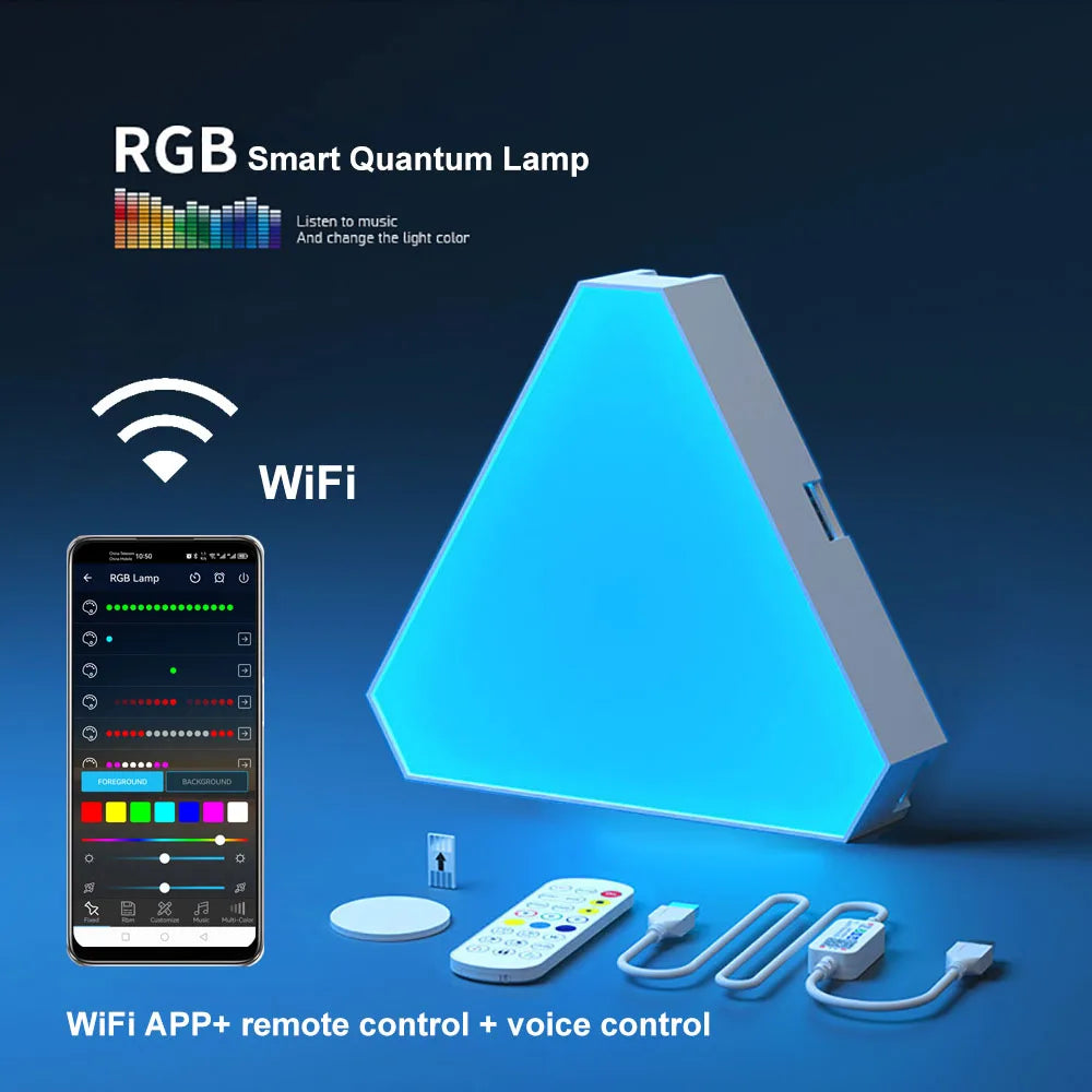 Smart RGB Triangle Wall Lamp – Bedroom, Office & Bedside Decor