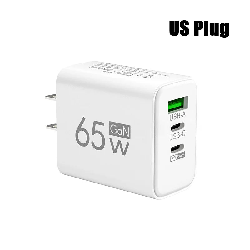 65W GaN USB-C Fast Charger – PD 3.0 Wall Adapter