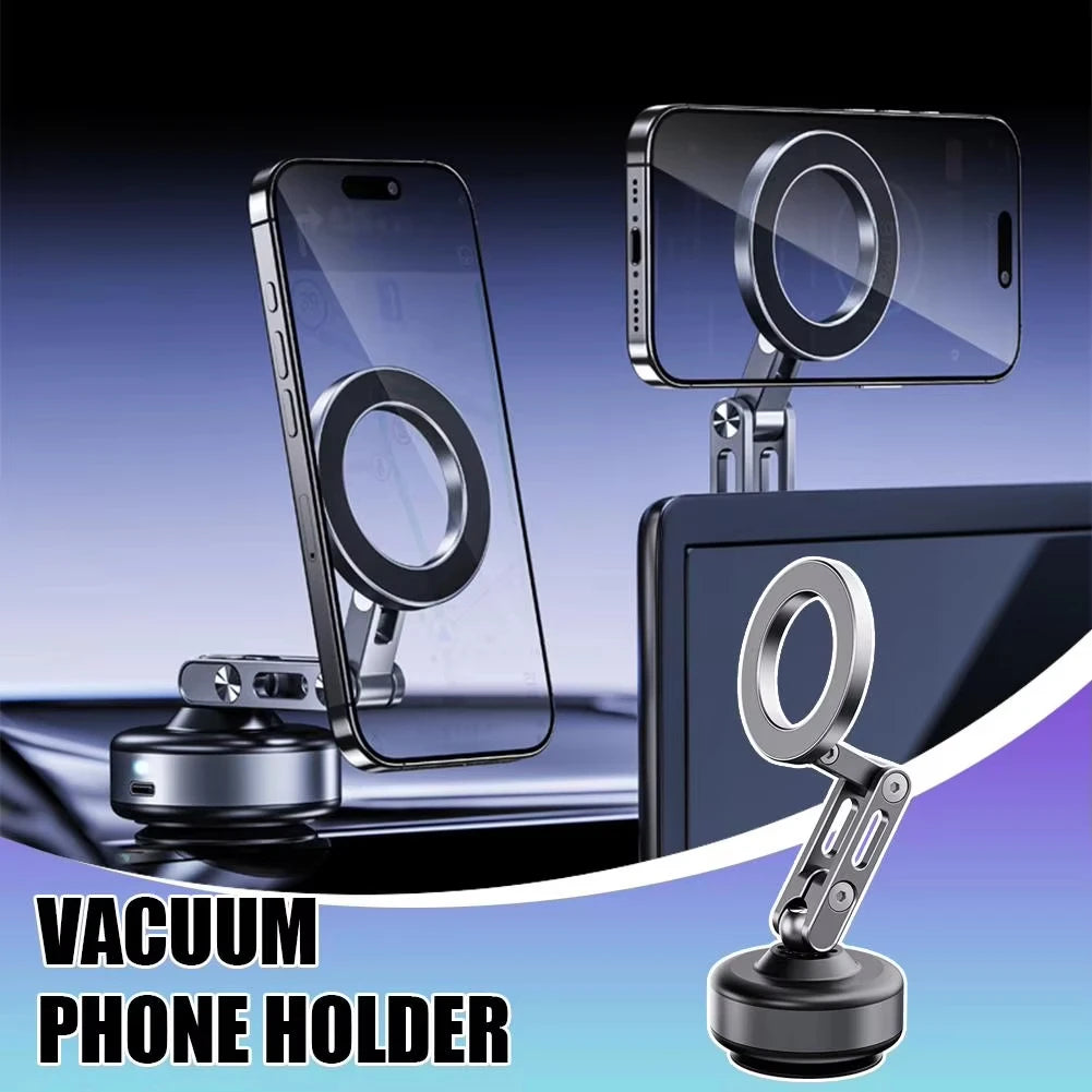 Magnetic Car Phone Mount – Aluminum Alloy, Rotating & Foldable