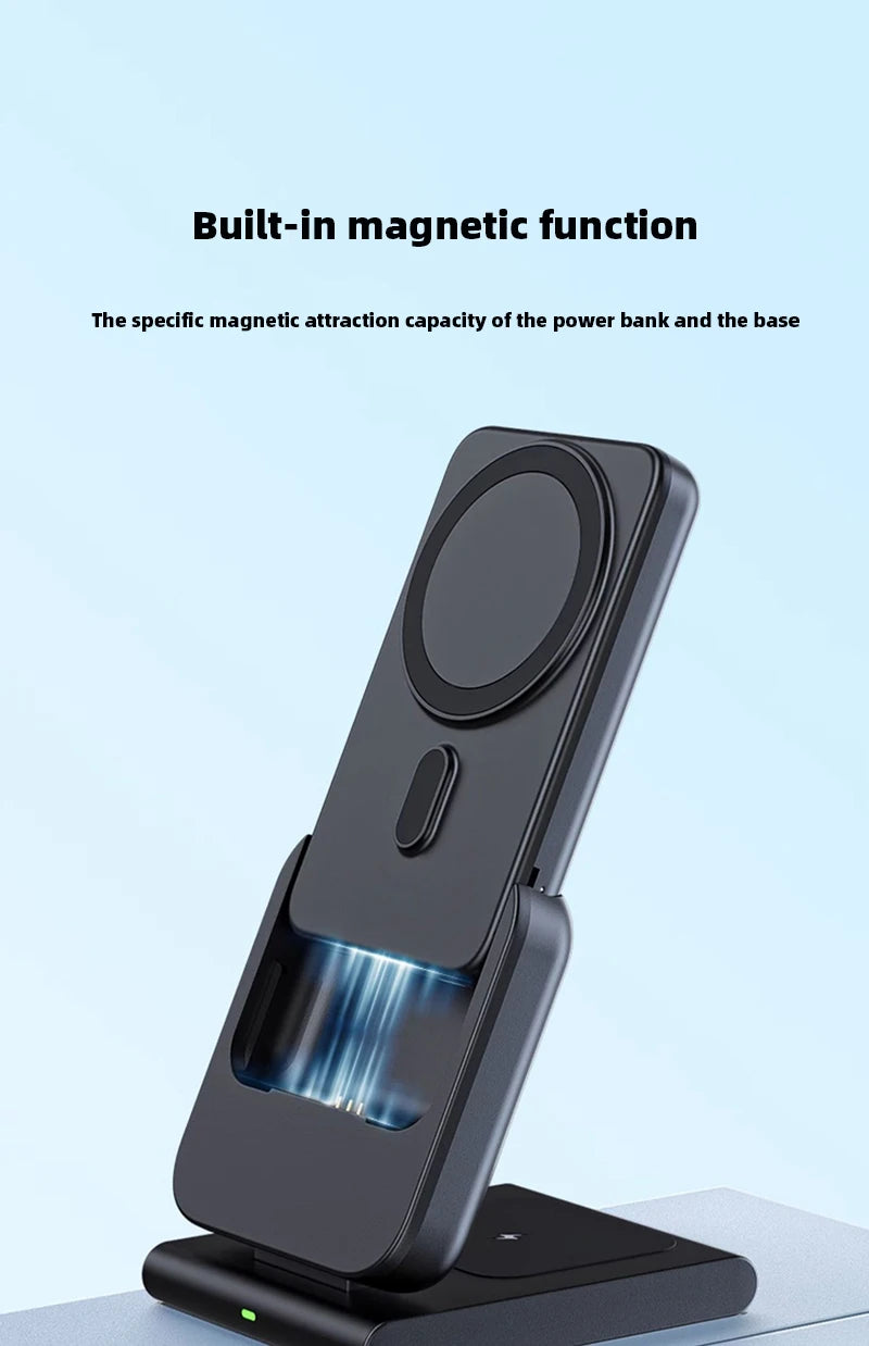 Portable 3-in-1 Wireless Charger – 10000mAh Power Bank for Apple Devices