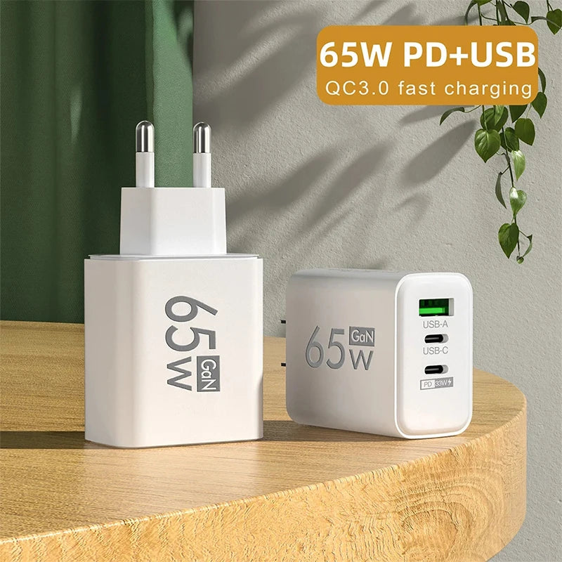 65W GaN USB-C Fast Charger – PD 3.0 Wall Adapter