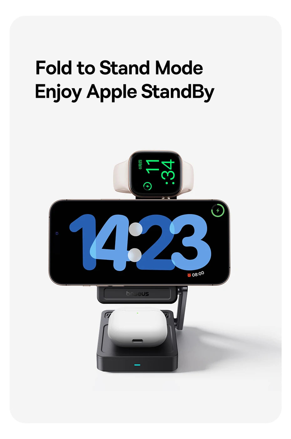 3-in-1 Baseus Wireless Charging Stand – Fast Charge for Devices
