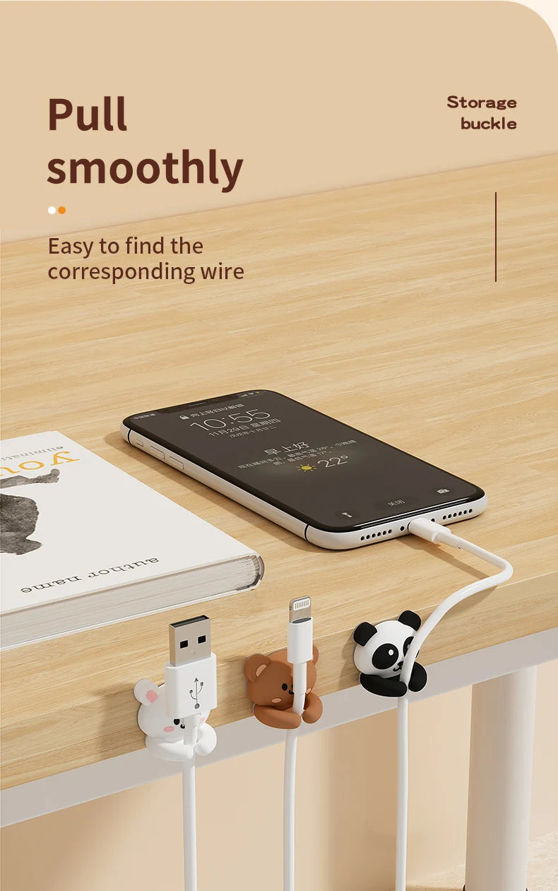 Desktop Cable Manager – Cartoon Wire Holder for Cables & Earphones