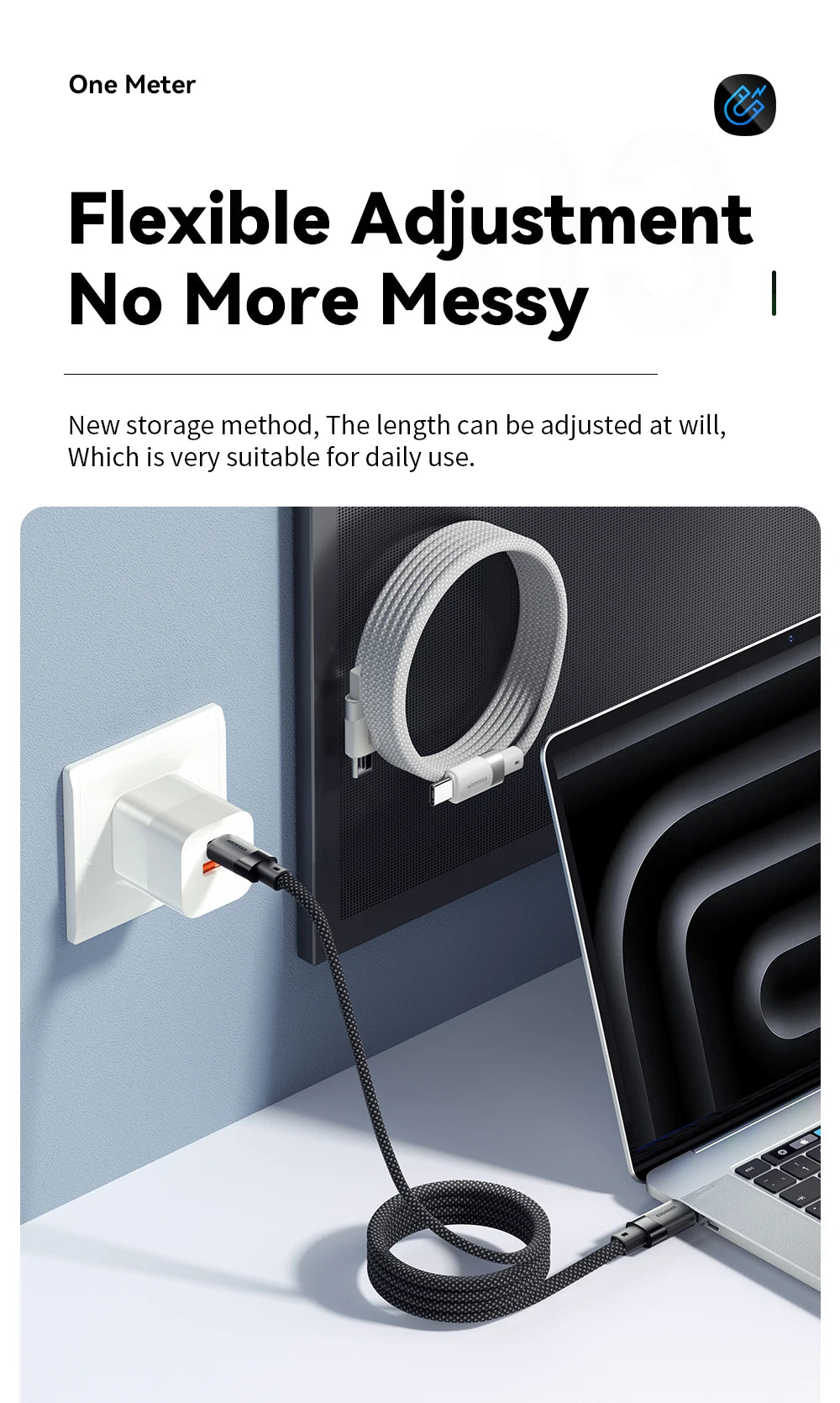 Essager Essager USB C To C 100W Magnetic Fast Charger Cable For iPhone 15 65W Type C To C Data Charging Wire for Laptop Samsung
