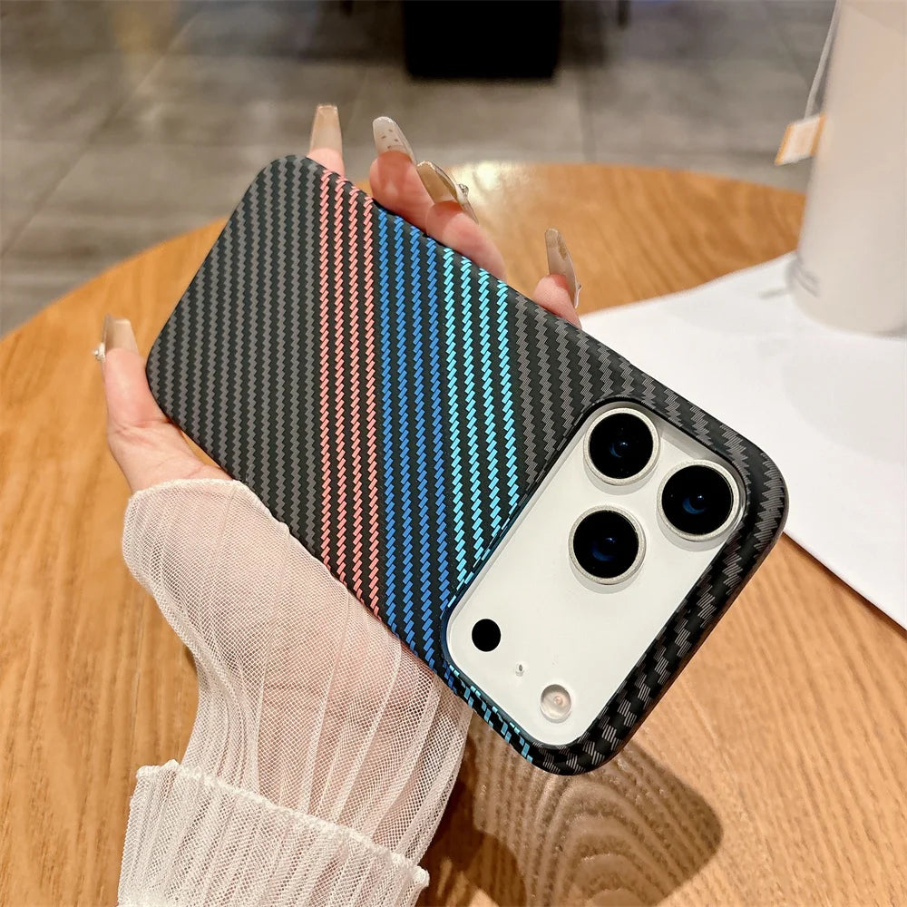Magnetic Kevlar Carbon Fiber iPhone Case – Slim & Protective