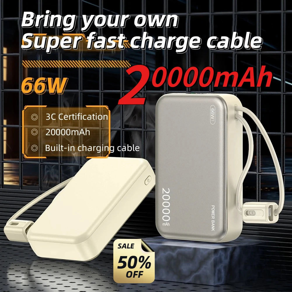 20000mAh 66W Fast Charge Power Bank – for iPhone, Xiaomi & Samsung