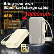 20000mAh 66W Fast Charge Power Bank – for iPhone, Xiaomi & Samsung