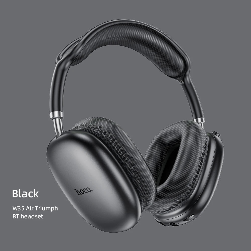 Black over-ear headphones with 'hoco.' branding on a gray background