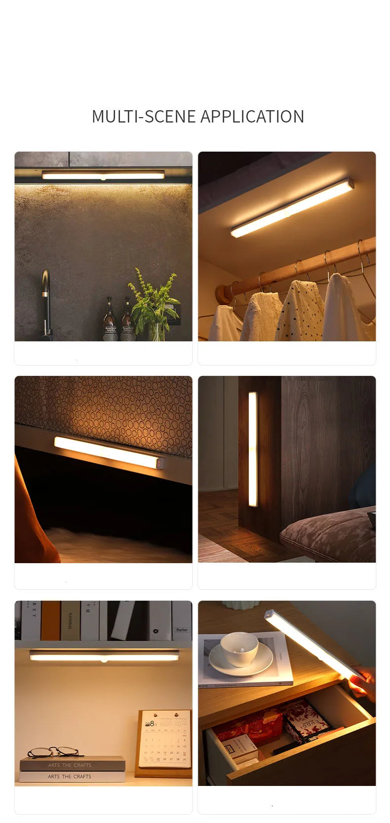 LED Night Light – Motion Sensor, 3 Color Dimming & USB Rechargeable