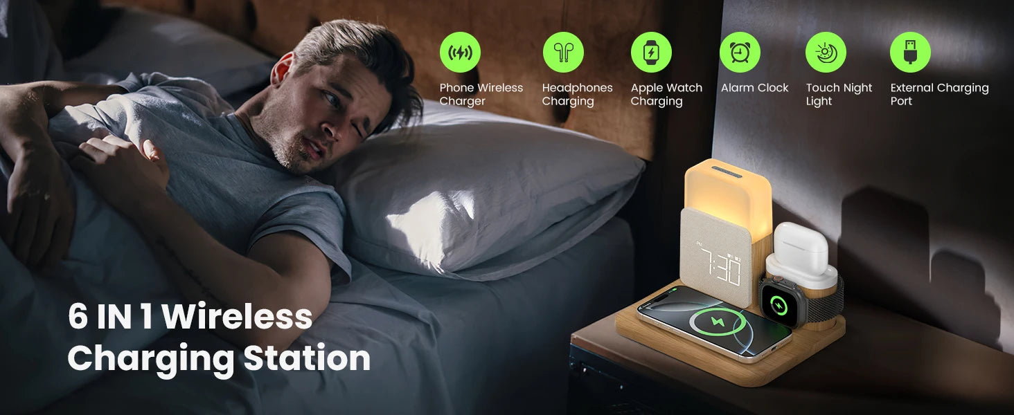 7-in-1 MagSafe Wireless Charger – Alarm & Night Light