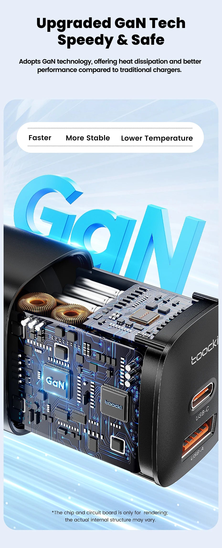 Toocki 3-in-1 GaN Charger – Fast USB-C & Wireless Charging for Phones & Watch