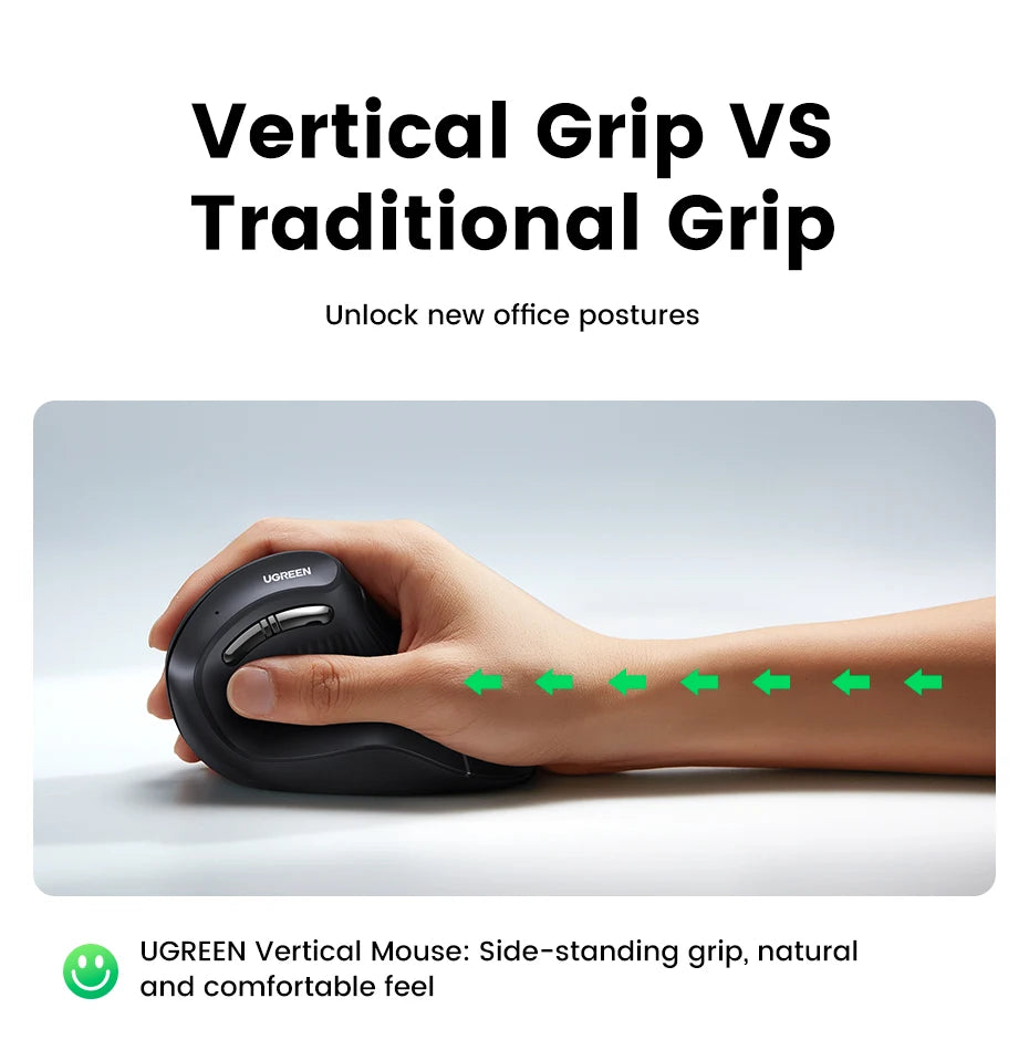 UGREEN Bluetooth & 2.4G Vertical Mouse for PC & MacBook