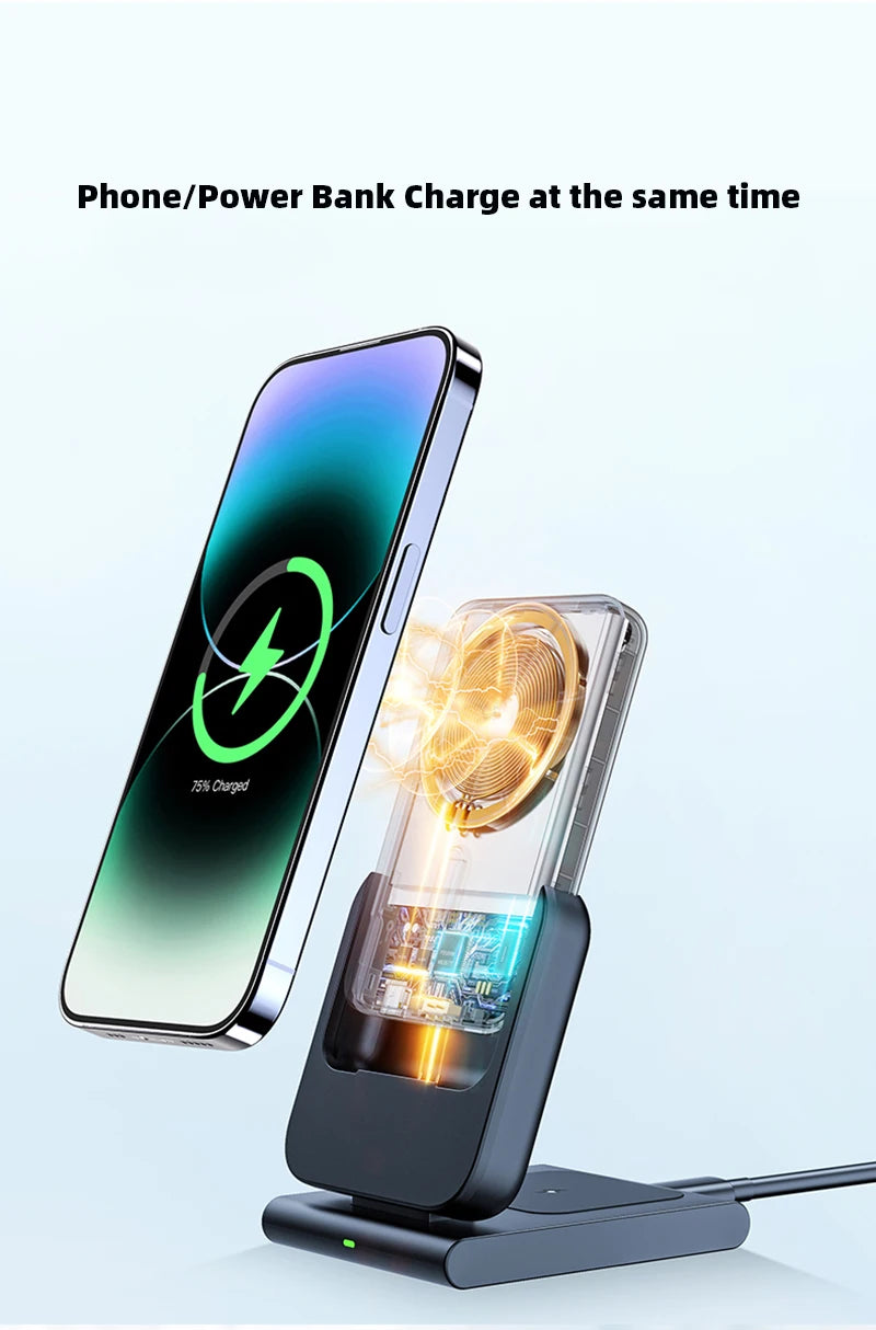 Portable 3-in-1 Wireless Charger – 10000mAh Power Bank for Apple Devices