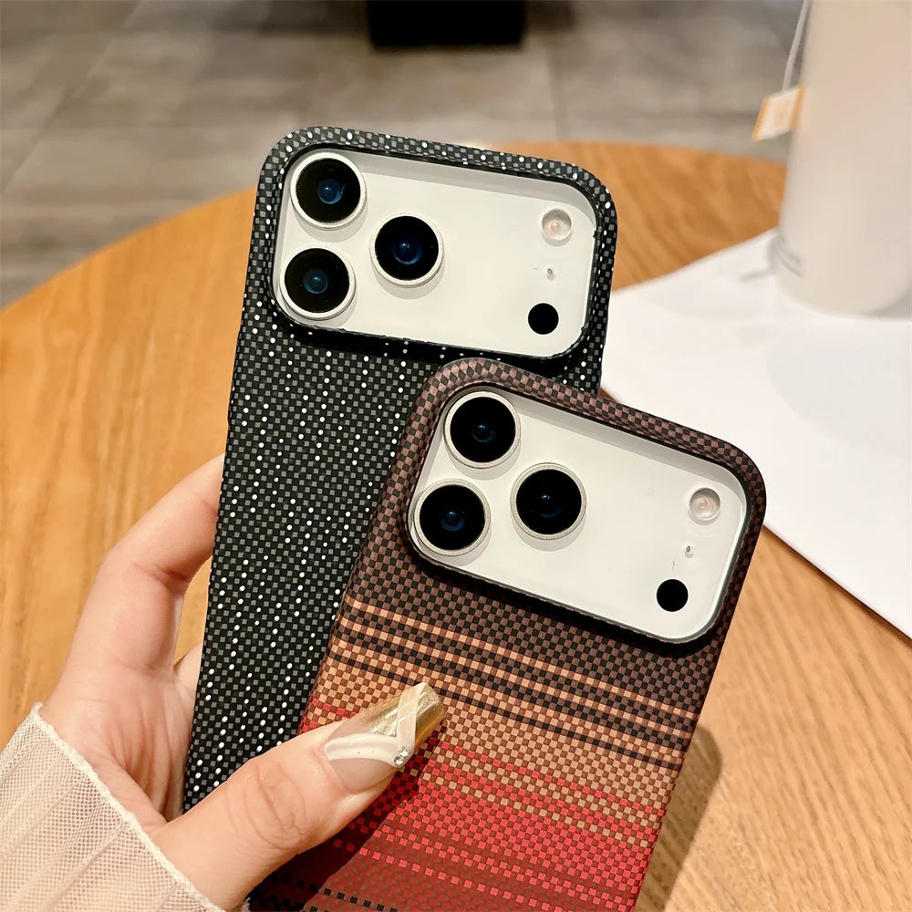 Magnetic Kevlar Carbon Fiber iPhone Case – Slim & Protective