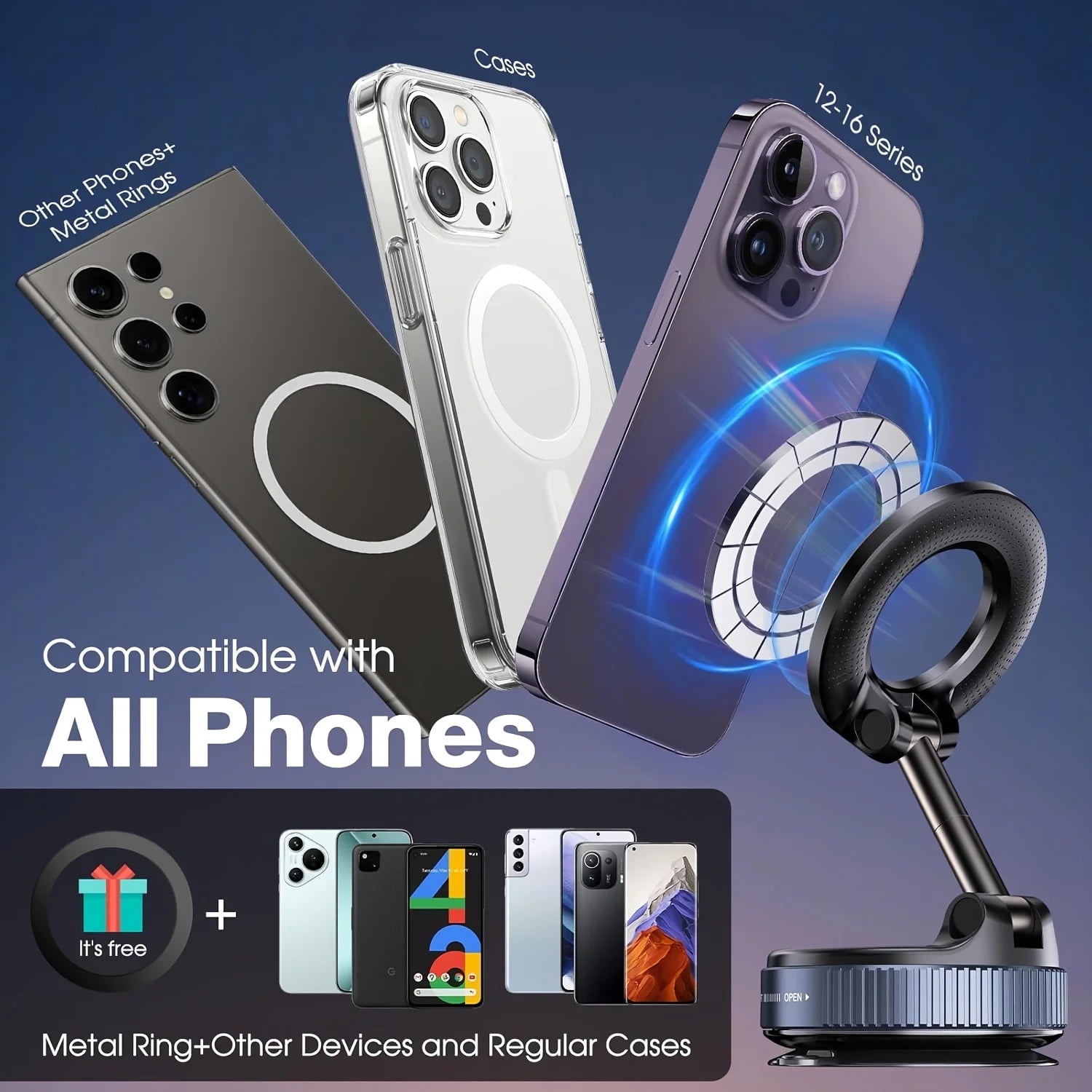 Foldable Magnetic Phone Holder – 360° Rotation