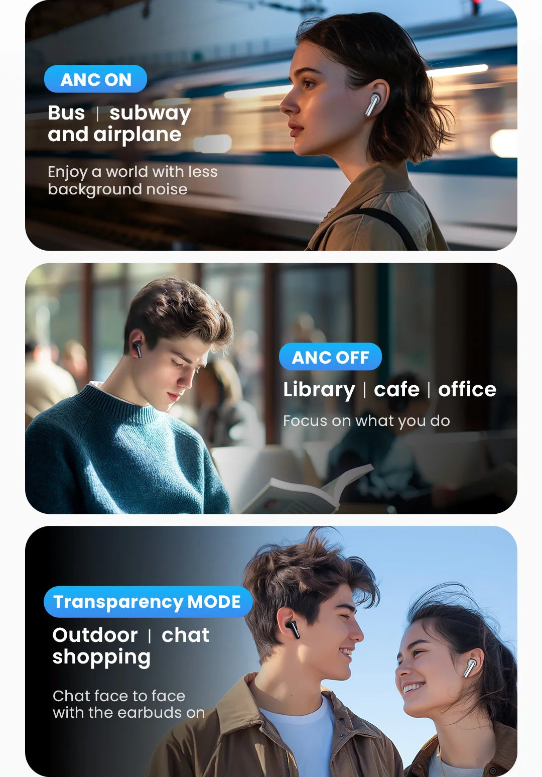 HAYLOU Mori Pro ANC Wireless Earbuds Bluetooth 5.4 Headphones 43dB Hi-Res Audio Noise Cancellation 6 Mics Earphones 28Hrs