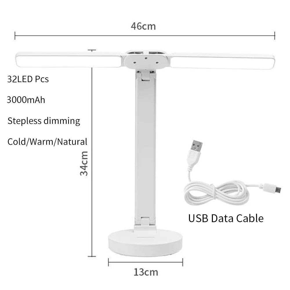 LED Desk Lamp – USB Dimmable Foldable Table Lamp with Clock, Calendar, Temperature Display & Night Light