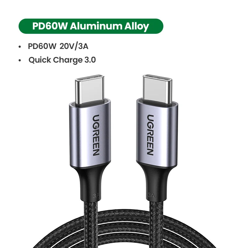 UGREEN USB-C PD 60W Fast Charging Cable – iPhone, Samsung, iPad, MacBook, Xiaomi