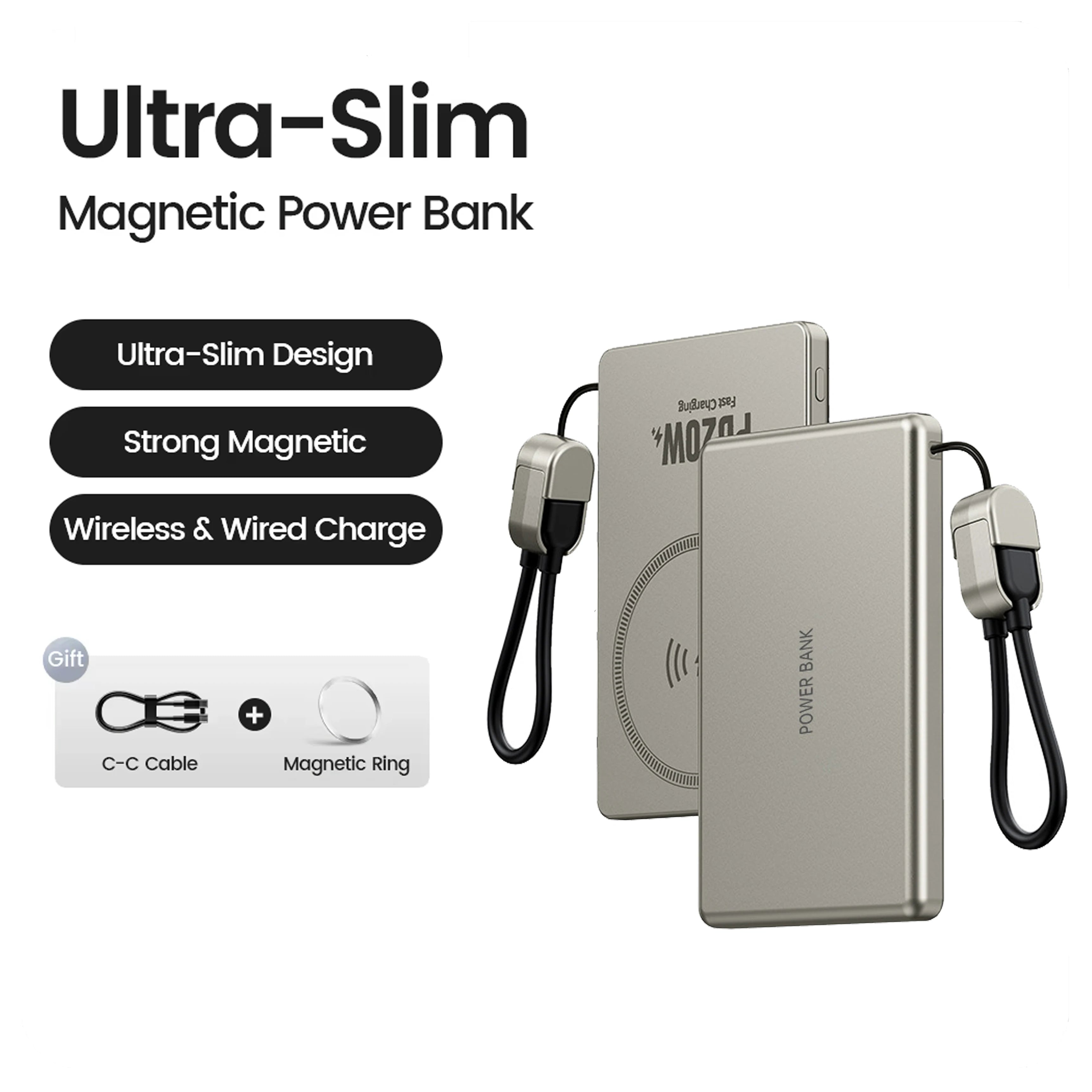 Ultra-Slim Magnetic Wireless Power Bank 10000mAh – 15W Fast Charging
