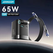 Joyroom 65W GaN PD 3.0 Fast Charger with Retractable USB-C Cable (EU Plug)