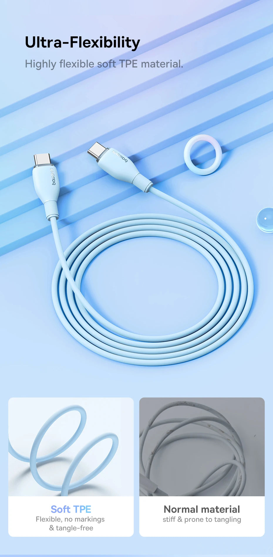 Baseus 100W PD USB-C Cable – Fast Charging for MacBook & iPhone