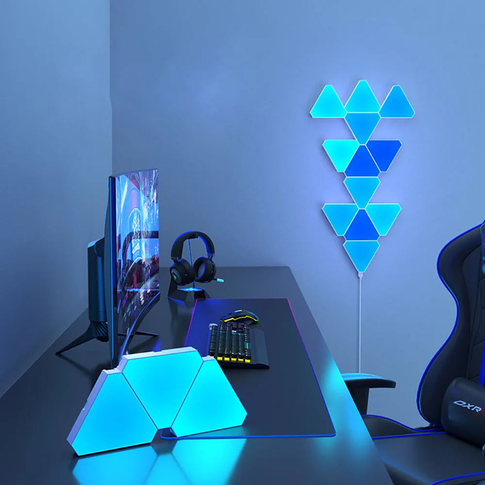 Smart RGB Triangle Wall Lamp – Bedroom, Office & Bedside Decor
