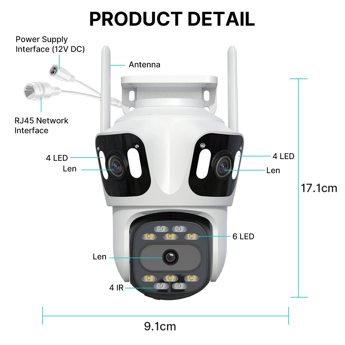 Triple-Lens Wireless Security Camera – AI Human Detection + Auto Tracking (iCSee)