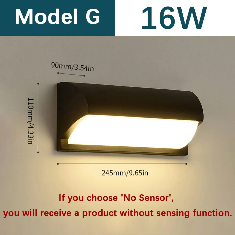 Outdoor Wall Light – Modern LED, AC110-220V, Sensor