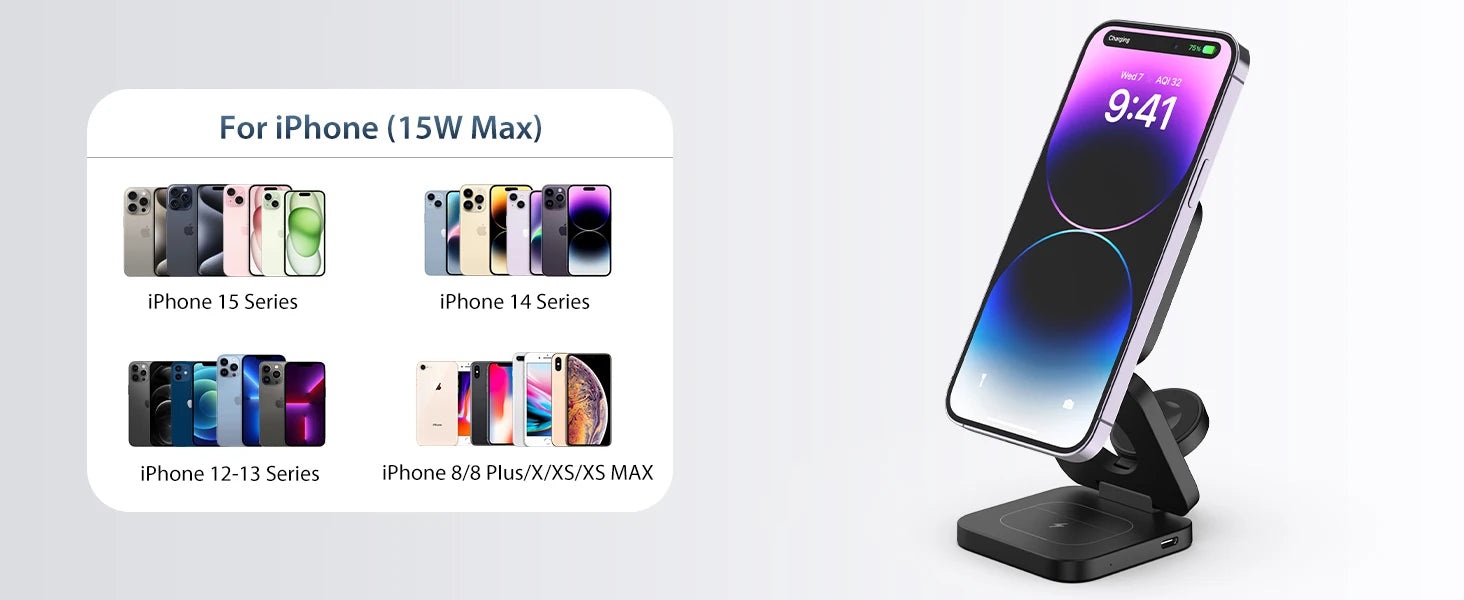 Fast 3-in-1 Wireless Charger – iPhone, Apple Watch & AirPods