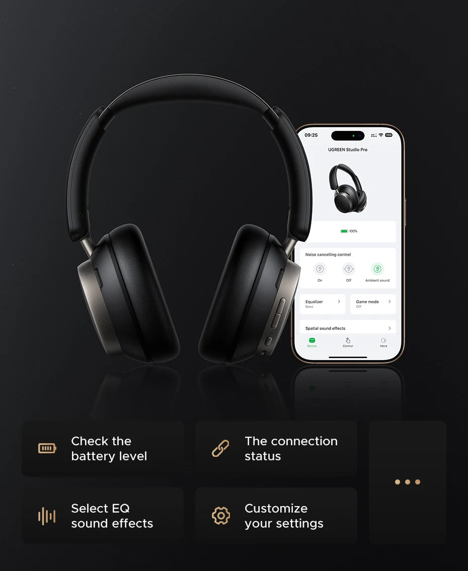 UGREEN Studio Pro Wireless Over-Ear Headphones – ANC, Hi-Res, Bluetooth