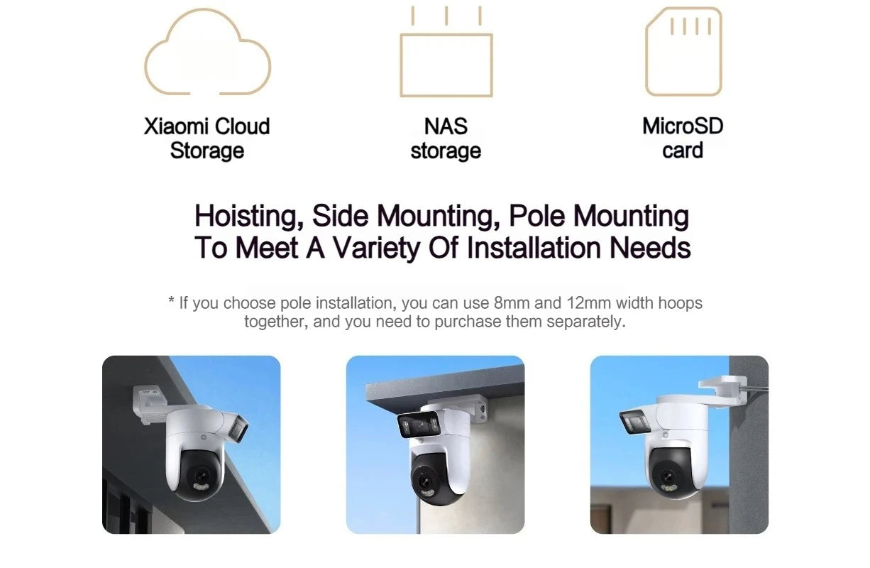 New Xiaomi Outdoor Camera 4 Dual Lens 5MP 3K HD Dual View Monitoring Panoramic Closeup Tracking IP66 Weatherproof AntiTheft - CN