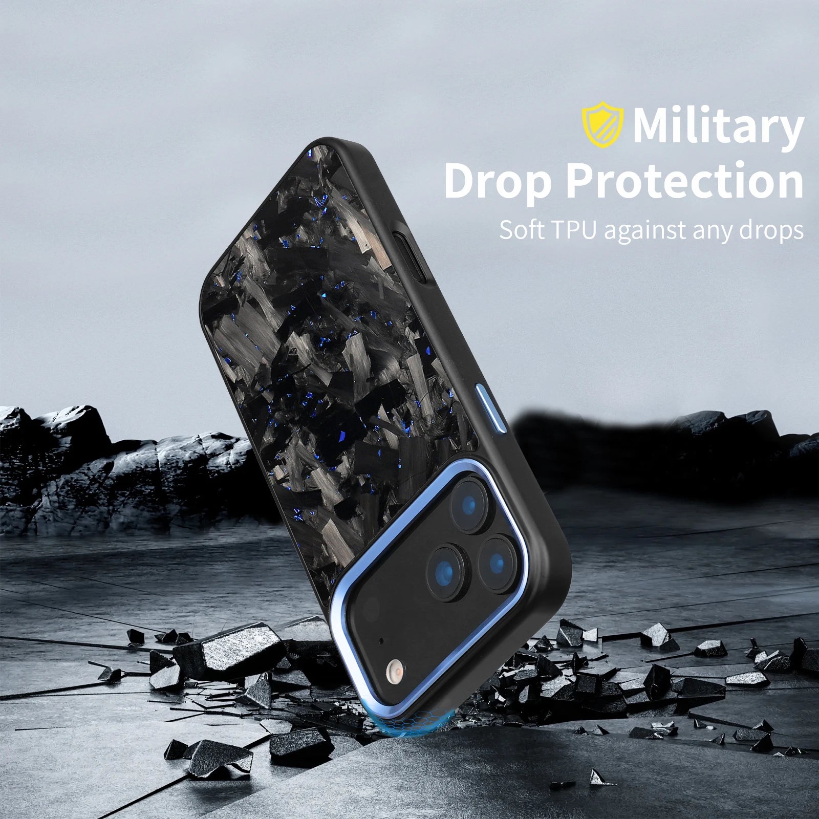Forged Carbon Fiber Case for iPhone 17 17Air 17Pro 17 Pro Max with Magsafe and Metal Camera Lens /Buttons Anti-drop Phone Cover