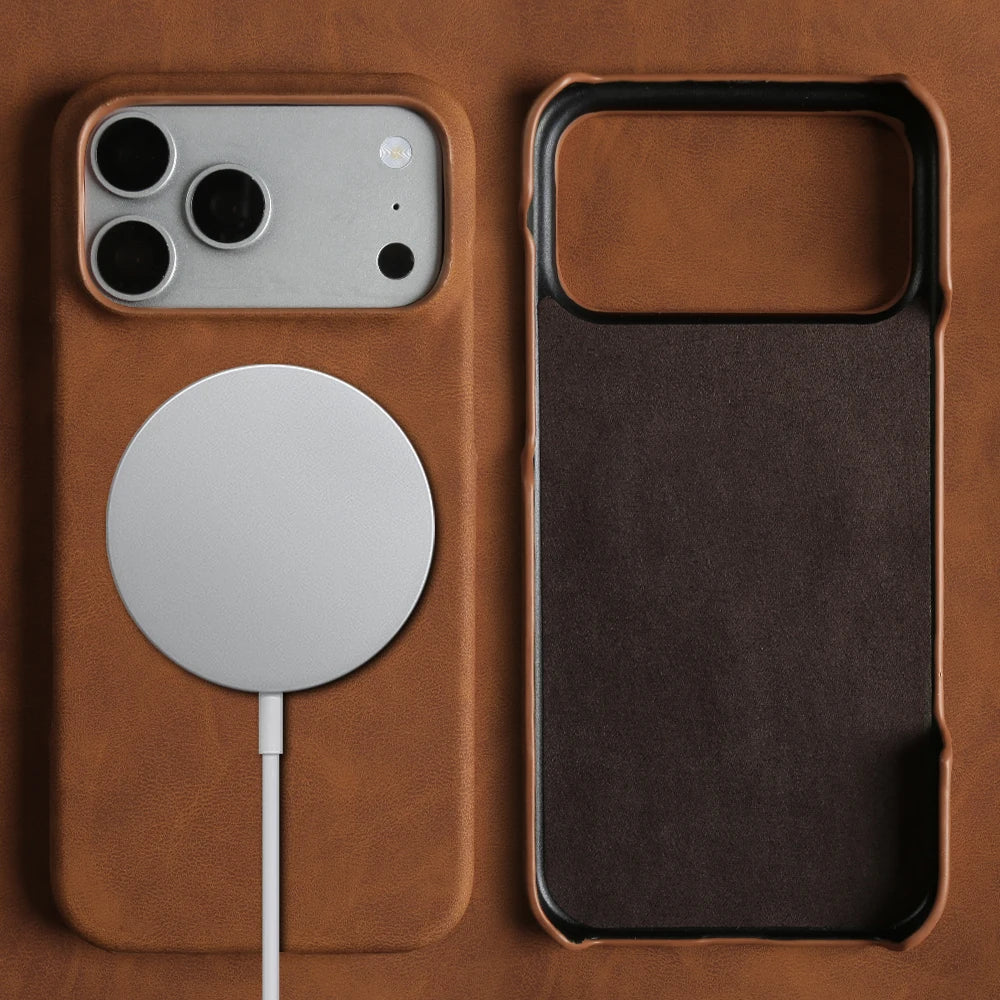 Thin Business Magnetic MagSafe Leather Case for iPhone 14–17 Series