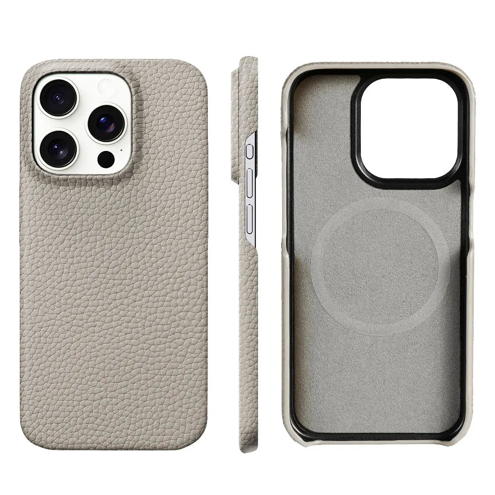 iPhone MagSafe Leather Case – Cowhide Lychee, Pro & Max