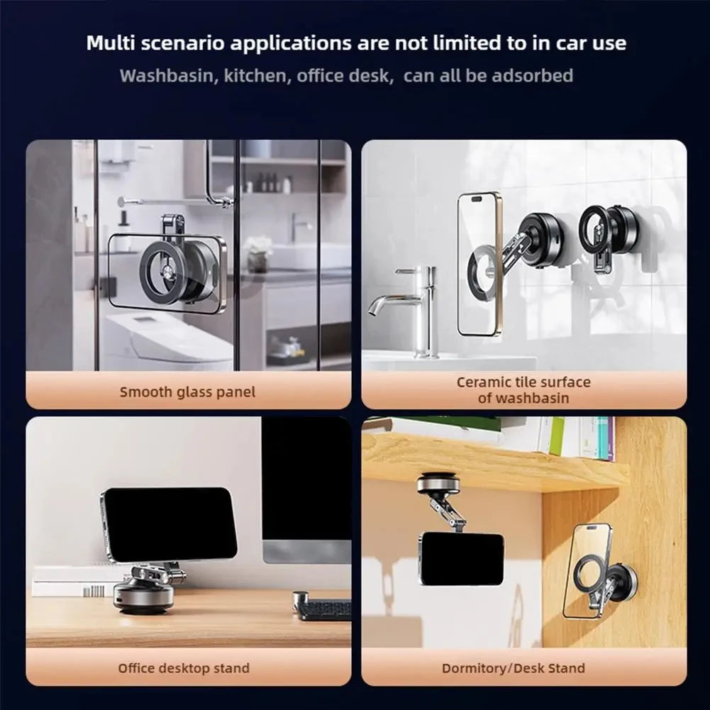 Magnetic Car Phone Mount – Aluminum Alloy, Rotating & Foldable