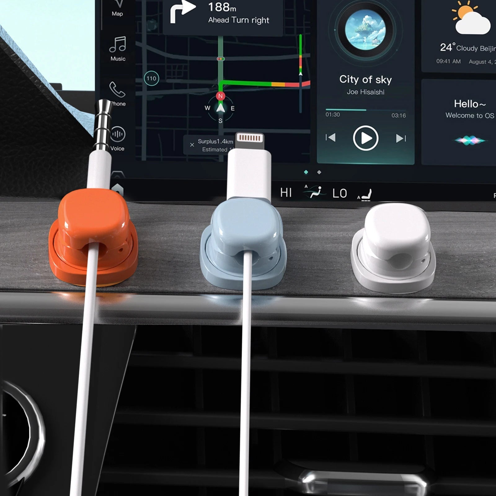 Rotatable Cable Clamps Organizer – Adjustable Wire Management Kit for Desk & Car