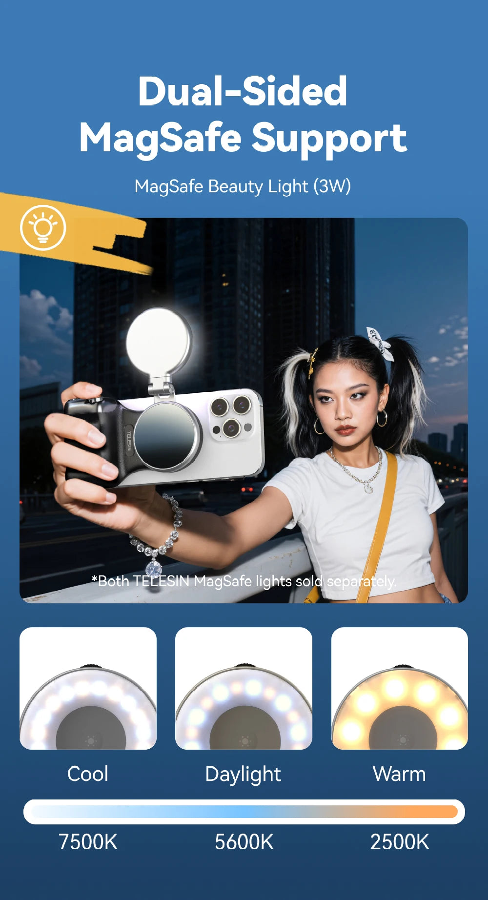 TELESIN Magnetic Camera Hand Grip – Phone Holder with Remote