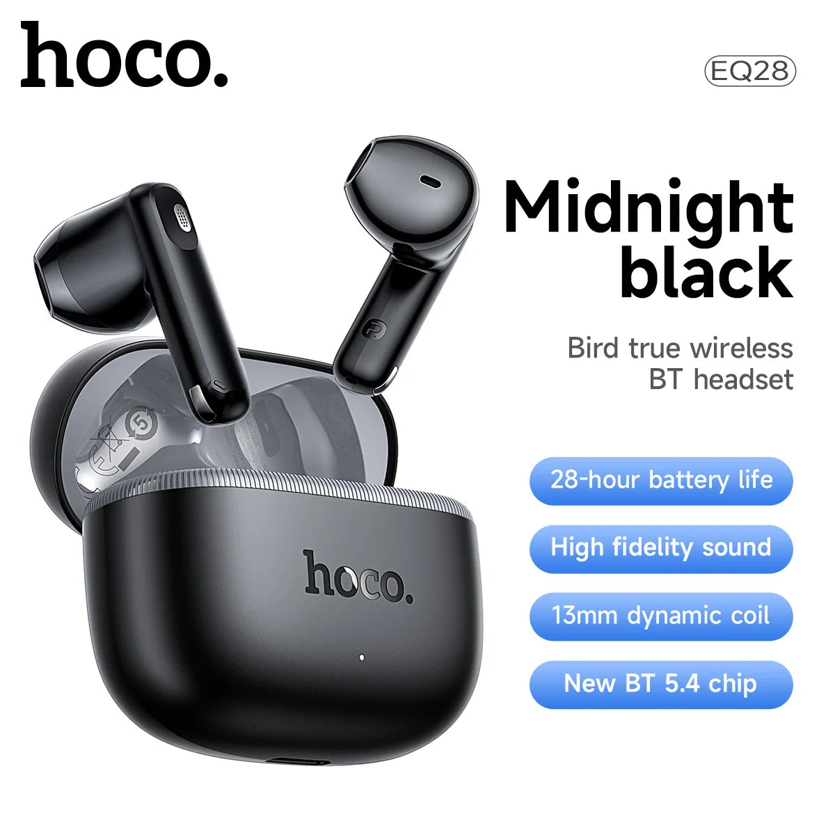 HOCO EQ28 TWS Wireless Earphones – Bluetooth HiFi Bass Earbuds with Microphone
