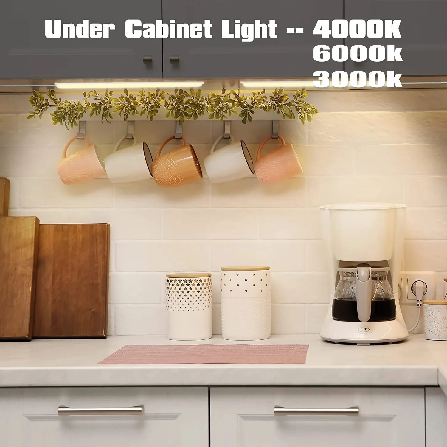 1PC LED Under Cabinet Lighting USB Plug Dimmable 3 Colour Changes LED Night Light Kitchen Bedroom Lighting With Magnetic Strip