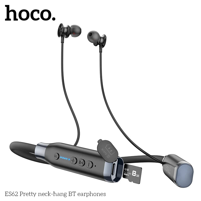 HOCO ES62 Neckband Earphones Bluetooth 5.3 Sport headsets Support TF card playback 120Hours Long battery life For Mobile Phone