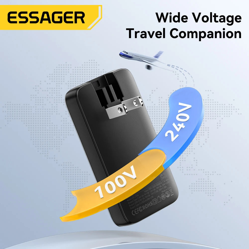 Essager 65W GaN Charger USB Type C Quick Charge 3.0 Fast Charger for iPhone 16 15 Xiaomi Samsung ipad Macbook Tablet PD Charger
