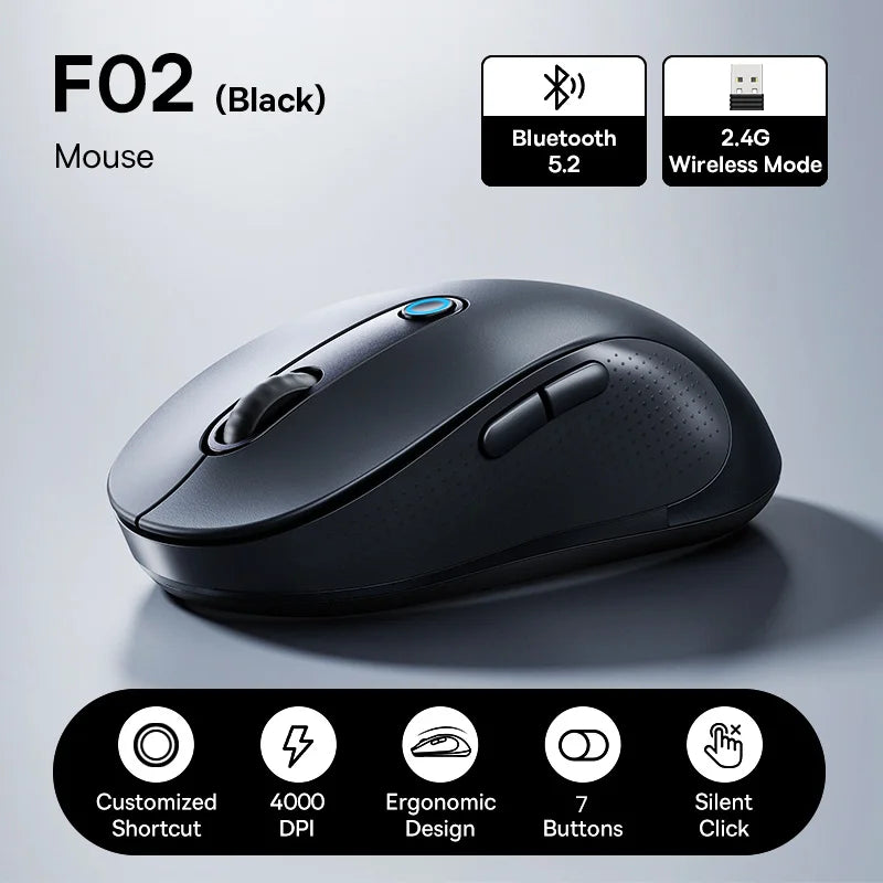 Baseus F02 Wireless Mouse – Ergonomic & Bluetooth