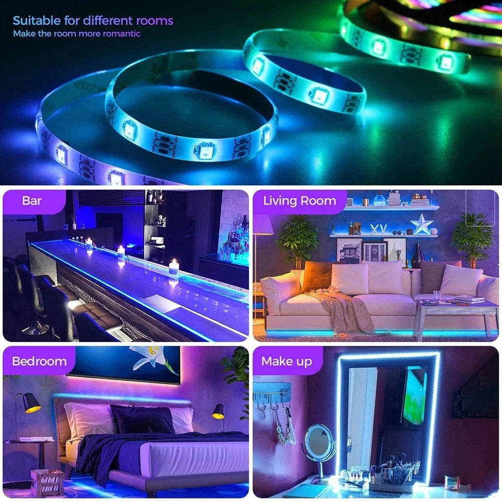 RGB 5050 Bluetooth LED Strip Lights – Smart App-Controlled Color Changing LED Light Strip (10M–30M)