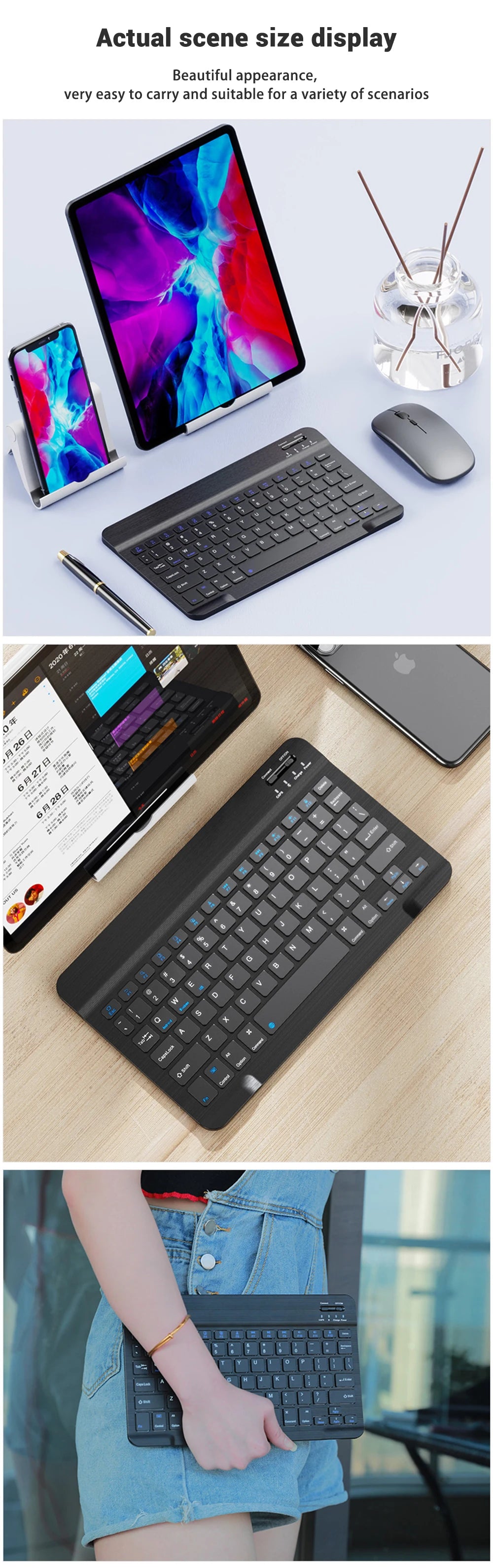 Wireless Keyboard Mouse Combo – iPad, Android, Windows Tablet, Multi-Language