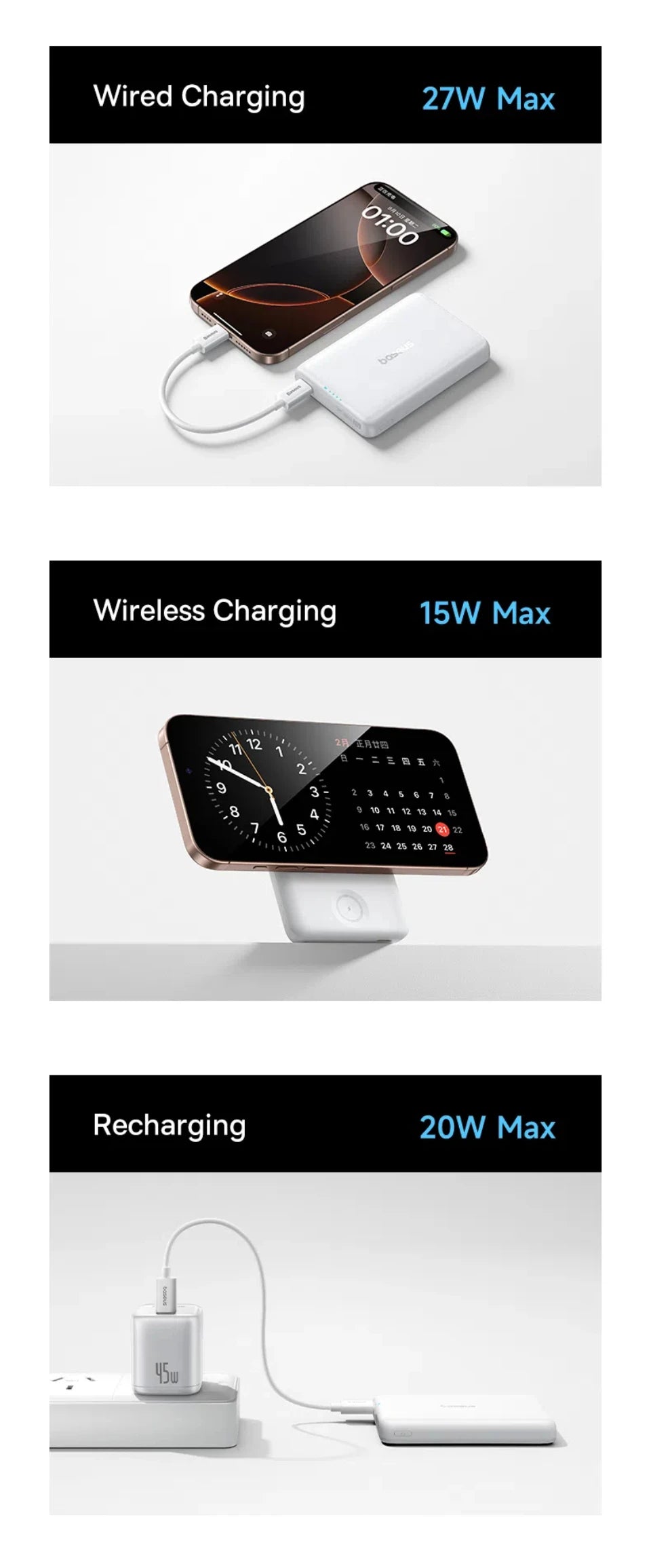 10000mAh Baseus Power Bank – Magnetic, Up to 27W